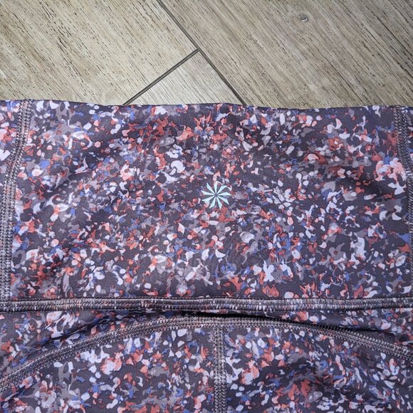 Athleta Rainier Printed Mesh Tight Sandstone Smoke Almond High Waist size S - Picture 12 of 13